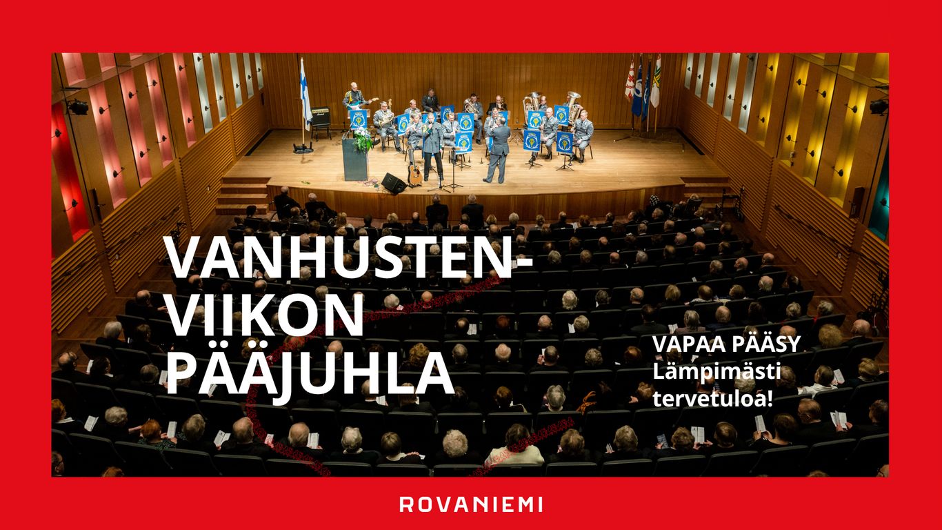 Täysi katsomo ja esiintyjiä Korundi salissa.