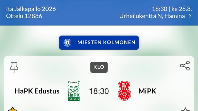 HaPK Edustus - MiPK - tapahtuman kuva