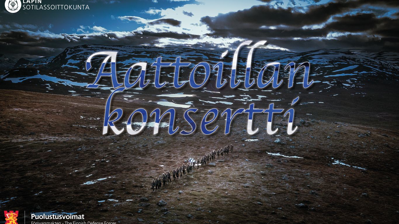 Suomen lipun sinivalkoisissa väreissä teksti Aatto