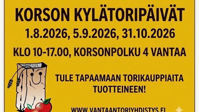KORSON KYLÄTORIPÄIVÄ (KORSONPOLKU 4) 1.8, 5.9 JA 31.10.2026 KLO 10-17 - tapahtuman kuva