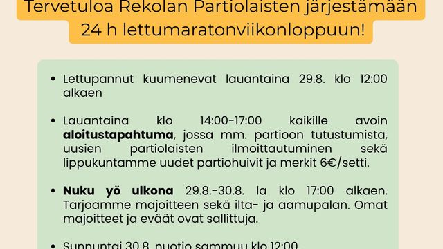 Lettumaraton 24 h & valtakunnallinen Nuku yö ulkona -tapahtuma - tapahtuman kuva