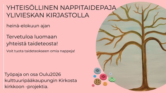 Yhteisöllinen nappitaidepaja kirjastolla - tapahtuman kuva