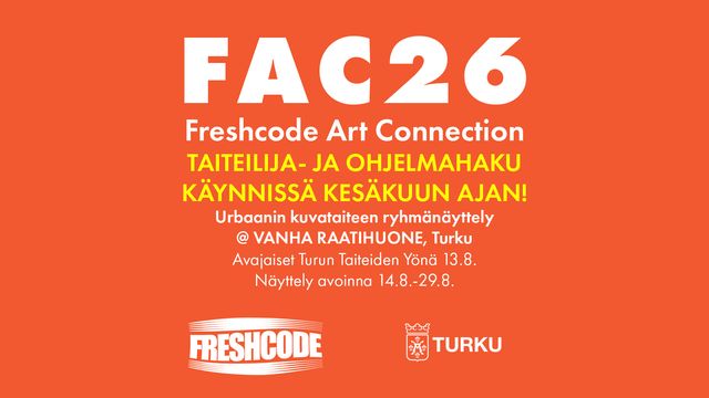 FRESHCODE ART CONNECTION 2026 @ Vanha Raatihuone, 14.8.-30.8. (Avajaiset Turun Taiteiden Yö 13.8.) - tapahtuman kuva