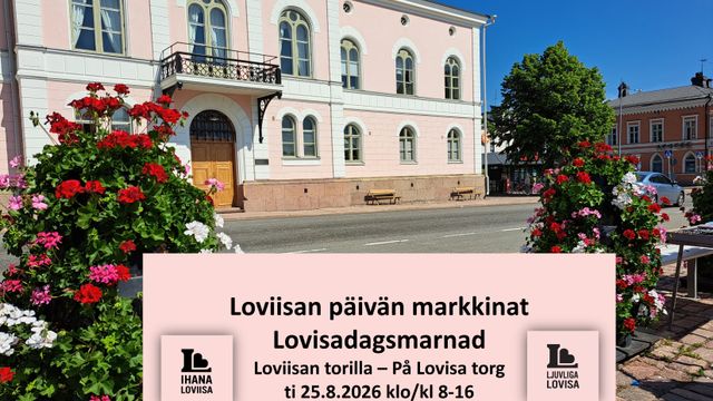 Loviisan päivän markkinat tiistaina 25.8.2026 Loviisan torilla - tapahtuman kuva